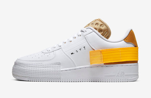 Air Force 1 Type White Gold Yellow Shoes