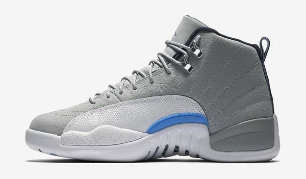 Jordan 12 Grey University Blue Basketball Shoes