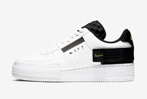 Air Force 1 Type White Black Volt Shoes