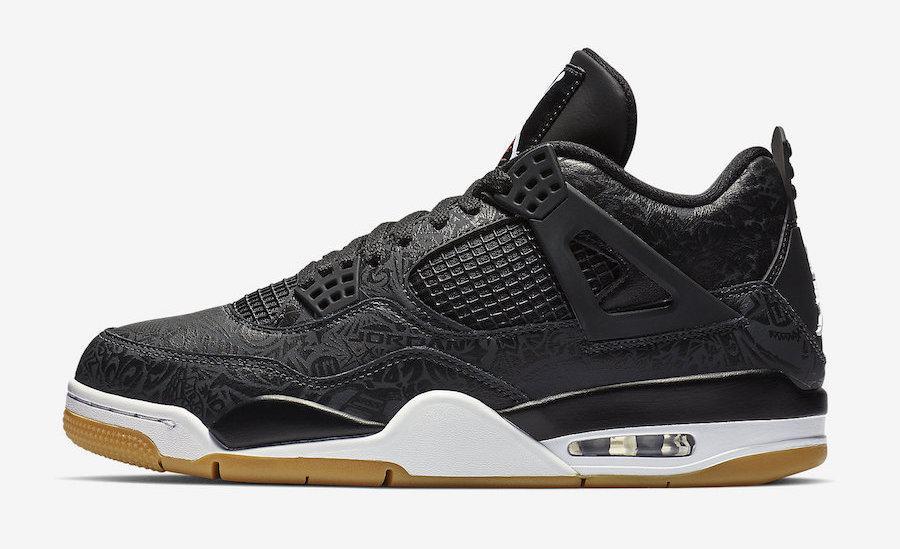 Jordan 4 Laser Black Gum Basketball Shoes