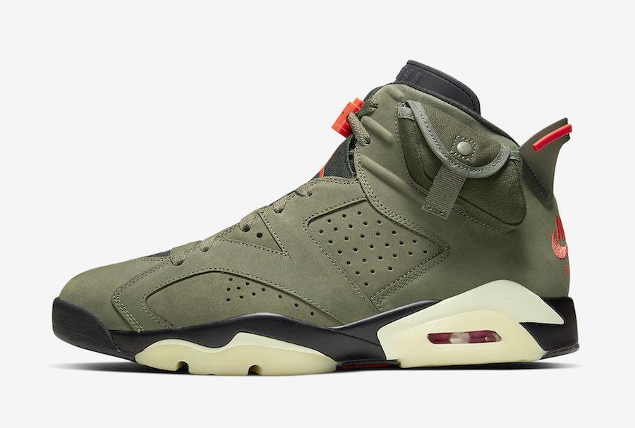 Travis Scott x Jordan 6 Medium Olive Basketball Shoes