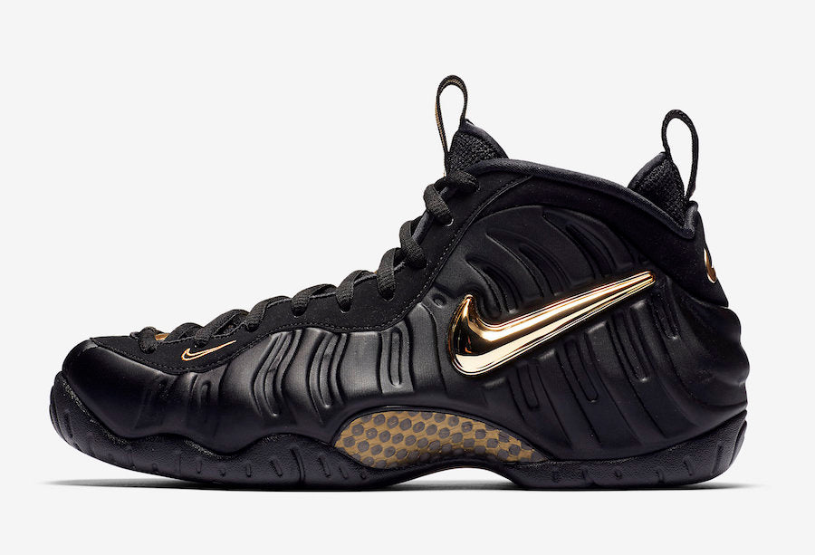 Air Foamposite One Black Metallic Gold Basketball Shoes