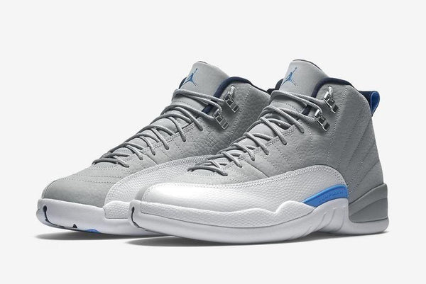 Jordan 12 Grey University Blue Basketball Shoes