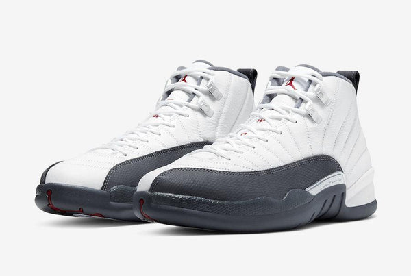 Jordan 12 White Dark Grey Basketball Shoes