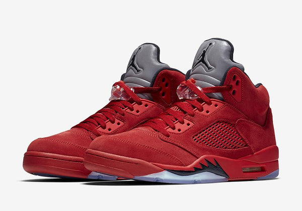 Jordan 5 Red Suede Basketball Shoes